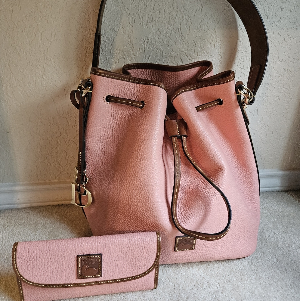 Dooney & Bourke Pink Shoulder Bag with Metallic Accents